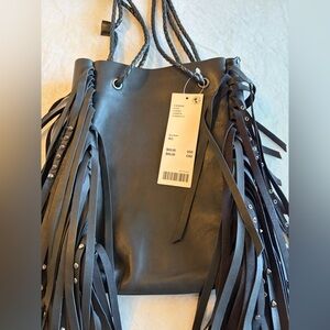 Urban Outfitters Silence + Noise Dolly Black Fringe Crossbody Bag